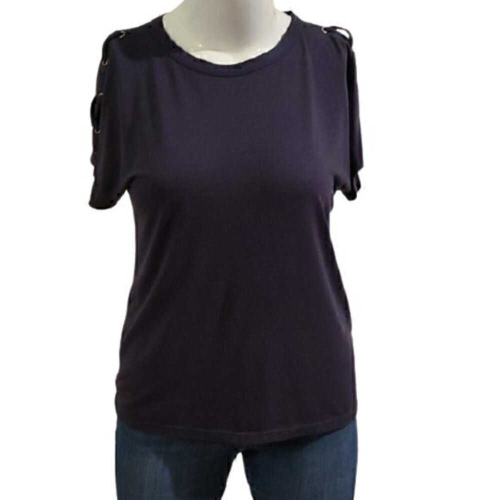 [Jones New York] Dark Lace Shoulder Top - Sz L